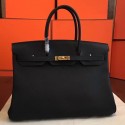 Imitation Hermes Black Clemence Birkin 40cm Handmade Bag HT01264