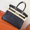 Imitation Hermes Black Epsom Birkin 30cm Handmade Bag HT00307