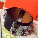 Imitation Hermes Black Epsom Collier de Chien Bracelet Size S HT00235