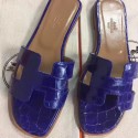 Imitation Hermes Blue Crocodile Oran Sandals HT00741