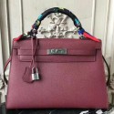 Imitation Hermes Bordeaux Epsom Kelly 32cm Sellier Bag HT00895