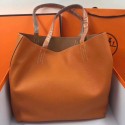 Imitation Hermes Double Sens 45cm Tote In Orange/Brown Leather HT00637