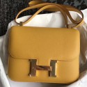 Imitation Hermes Epsom Constance 24cm Jaune Handmade Bag HT01161