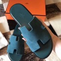 Imitation Hermes Izmir Sandals In Green Suede Leather HT01204