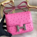 Imitation Hermes Mini Constance 18cm Pink Ostrich Leather HT01258