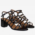 Imitation Hermes Oracle Sandals In Black Leather HT00010