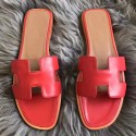 Imitation Hermes Oran Sandals In Red Swift Leather HT00424