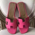 Imitation Hermes Oran Sandals In Rose Red Epsom Leather HT00705