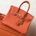 Imitation Hermes Orange Clemence Birkin 25cm Handmade Bag HT00070