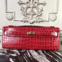 Imitation Hermes Red Crocodile Kelly Cut Clutch Bag HT01233