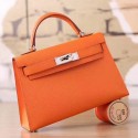 Imitation High Quality Hermes Orange Epsom Kelly Mini II 20cm Handmade Bag HT01038