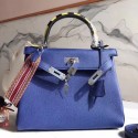 Knockoff Best Hermes Blue Kelly 28cm Bag With Zigzag Handle HT00525