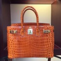 Knockoff Hermes Birkin 30cm 35cm Bag In Orange Crocodile Leather HT00366