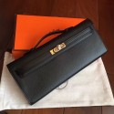 Knockoff Hermes Black Epsom Kelly Cut Clutch Handmade Bag HT00764