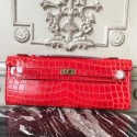 Knockoff High Quality Hermes Cherry Crocodile Kelly Cut Clutch Bag HT00227