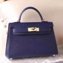 Knockoff Top Hermes Sapphire Epsom Kelly Mini II 20cm Handmade Bag HT01079