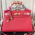 Luxury Hermes Red Clemence Kelly 32cm Retourne Bag HT00954