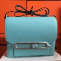 Luxury Knockoff Hermes Mini Sac Roulis Bag In Blue Atoll Swift Leather HT01356