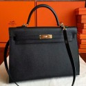 Replica Hermes Black Epsom Kelly 35cm Handmade Bag HT00709