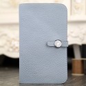 Replica Hermes Dogon Combine Wallet In Blue Lin Leather HT01138