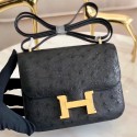 Replica Hermes Mini Constance 18cm Black Ostrich Leather HT01033