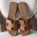 Replica Hermes Oran Sandals In Brown Epsom Leather HT00136