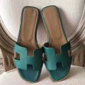 Replica Hermes Oran Sandals In Malachite Epsom Leather HT00060