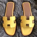 Replica Hermes Oran Sandals In Yellow Swift Leather HT00635