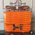 Replica Hermes Orange Constance MM 24cm Crocodile Bag HT01100