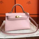 Replica Hermes Rose Dragee Swift Kelly Mini II 20cm Handmade Bag HT00301