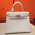 Replica Hermes White Epsom Kelly 25cm Sellier Handmade Bag HT00323