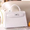 Replica Hermes White Epsom Kelly Mini II 20cm Handmade Bag HT01040