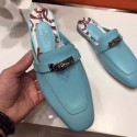 Replica Top Hermes Oz Mule In Light Blue Calfskin Leather HT00224