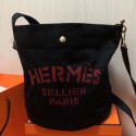 Top Hermes Grooming Bucket Bag In Black Canvas HT00218