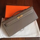 Best 1:1 Hermes Etoupe Epsom Kelly Cut Clutch Handmade Bag HT00990