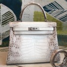 Best 1:1 Hermes Kelly 28cm Niloticus Crocodile Himalaya HT00194