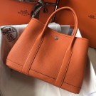 Best Quality Copy Hermes Orange Clemence Garden Party 30cm Handmade Bag HT01027