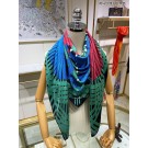 Best Quality Hermes Turquoise Peuple du Vent Bandana Shawl HT01164