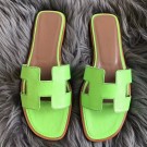 Best Replica Hermes Oran Sandals In Apple Green Lizard Leather HT00964