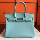 Copy Hermes Blue Atoll Clemence Birkin 30cm Handmade Bag HT01047