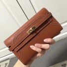 Copy Hermes Kelly Ghillies Wallet In Brown Swift Leather HT01022