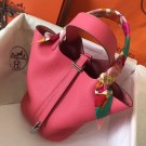 Copy Hermes Rose Lipstick Picotin Lock PM 18cm Handmade Bag HT00550