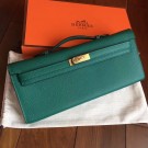 Designer Replica Hermes Malachite Epsom Kelly Cut Clutch Handmade Bag HT00597