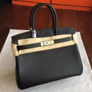 Fake Best Quality Hermes Black Swift Birkin 35cm Handmade Bag HT00442