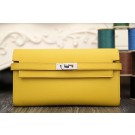 Fake Hermes Kelly Longue Wallet In Yellow Epsom Leather HT00415