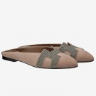 Fake Hermes Khaki Crystal Roxane Mule HT01046