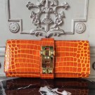 Fake Hermes Medor Clutch Bag In Orange Crocodile Leather HT00065