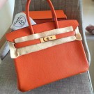 Fake Hermes Orange Clemence Birkin 30cm Handmade Bag HT01320