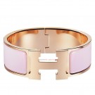 Fake Hermes Rose Dragee Enamel Clic Clac H PM Bracelet HT00813