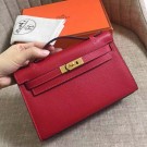 Fake Hermes Rouge Vif Epsom Kelly Pochette Handmade Bag HT01333